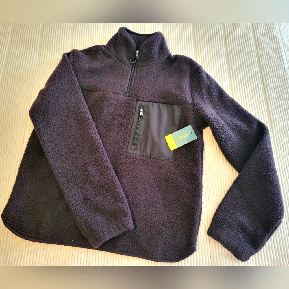Quarter zip neck fleece jacket